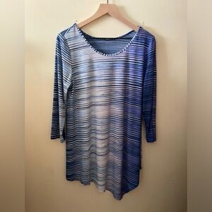 Pretty blue striped asymmetrical tunic in size medium